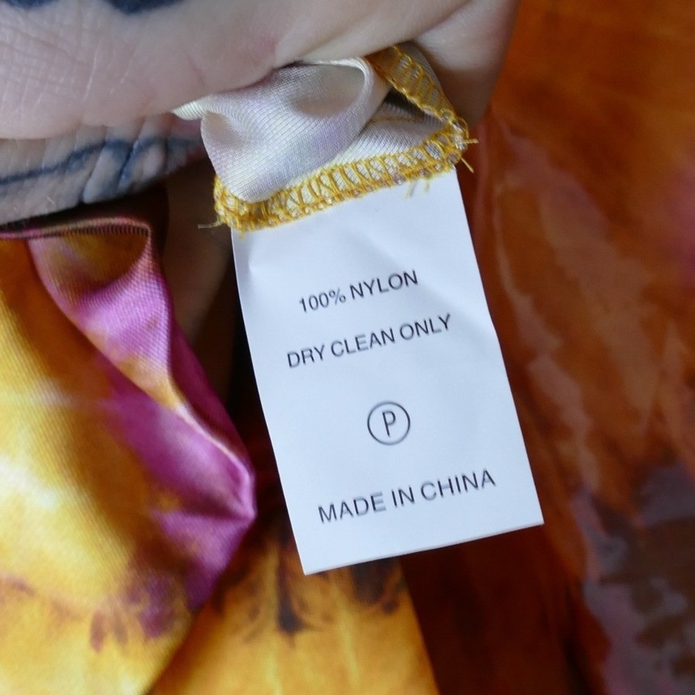Marie Oliver Orange Abstract Floral Sheer Organza Ruffle Mock Neck Blouse XXS - Picture 8 of 10
